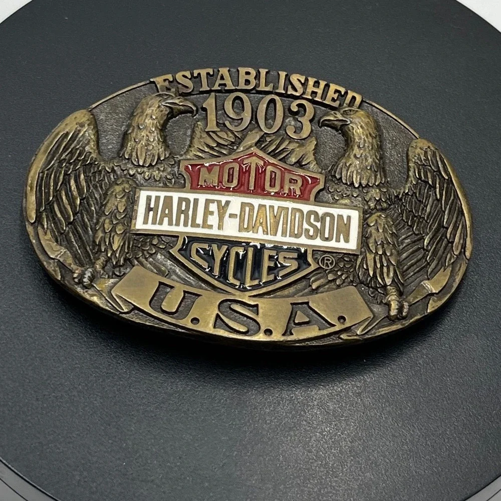 Harley Davidson Vintage Belt Buckle Only Made in USA 1903 Raintree Eagles